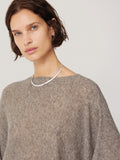 Soft Gauzy Knit Poncho Jumper | Taupe