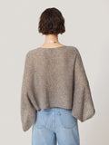 Soft Gauzy Knit Poncho Jumper | Taupe