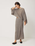 Soft Gauzy Knit Poncho Jumper | Taupe