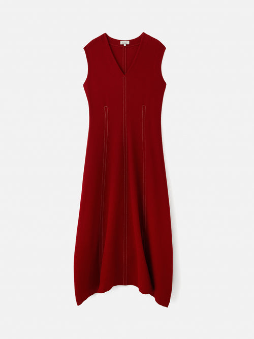 Sleeveless Stitched Dress | Red