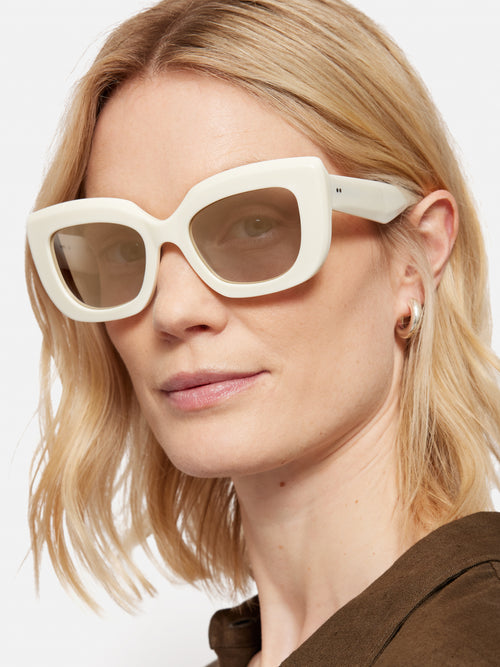 Woodley Square Cats Eye Sunglasses | White