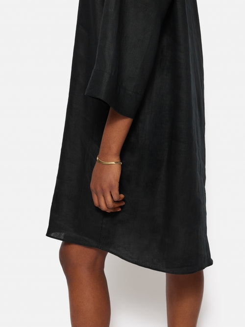 Linen Tunic Shirt Dress | Black