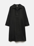 Linen Tunic Shirt Dress | Black