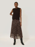 Abstract Leopard Midi Skirt | Brown