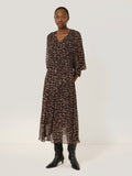 Abstract Leopard Midi Skirt | Brown