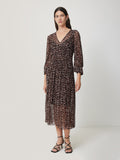 Abstract Leopard Midi Dress | Brown