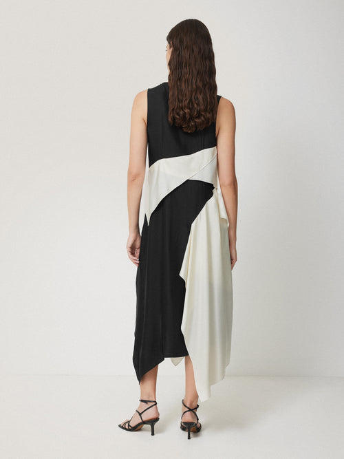 Sculptural Silk Twill Dress | Monochrome