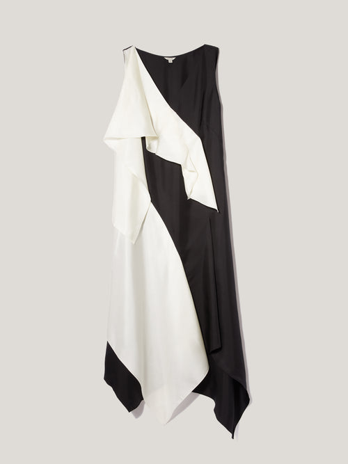 Sculptural Silk Twill Dress | Monochrome