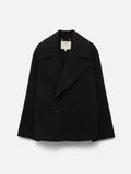 Wool Double Faced Short Coat | Black