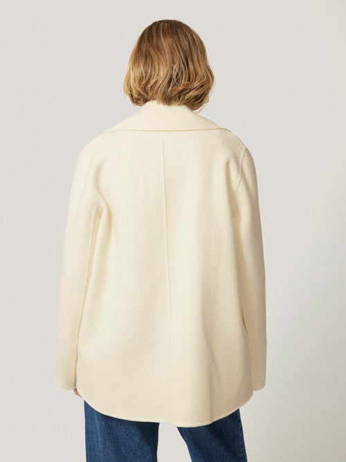 Wool Double Faced Short Coat | Ivory