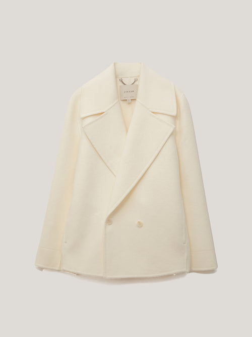 Wool Double Faced Short Coat | Ivory