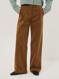 Corduroy Pleat Trouser | Brown