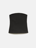 Crepe Ponte Jersey Strapless Top | Black