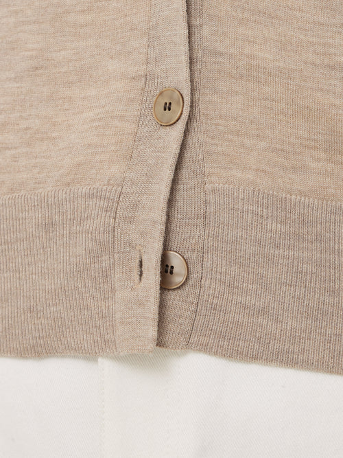 Merino Double Front Cardigan | Stone