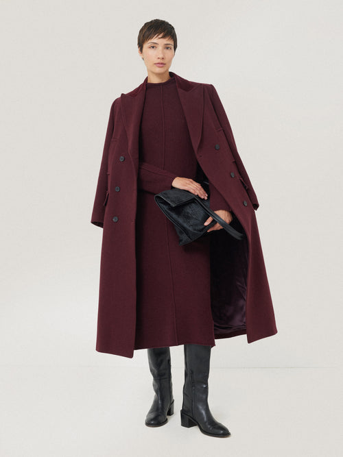 Wool Cashmere Blend Dress | Burgundy