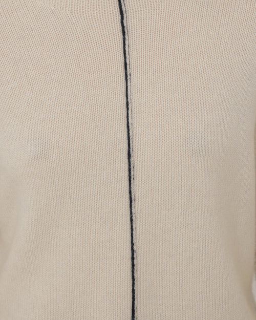 Wool Cashmere Blend Line Jumper | Cream