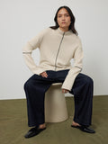 Wool Cashmere Blend Line Jumper | Cream