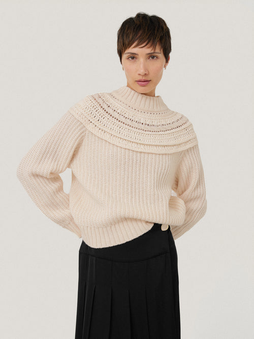 Crochet Yoke Jumper | Cream