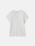 Linen V Neck Tee | White