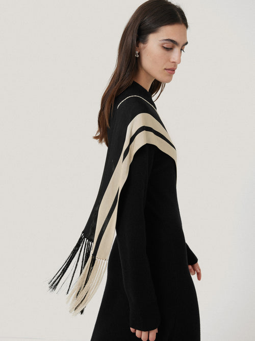 Opera Scarf Knitted Dress | Black