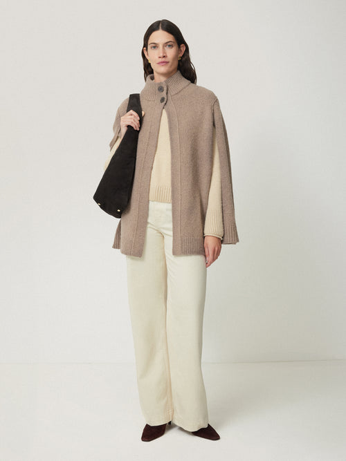 Deconstructed Knitted Cape | Taupe