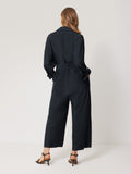 Silk Relaxed Wrap Jumpsuit | Navy