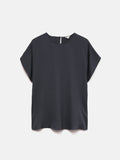 Silk Drape Sleeve Top | Navy