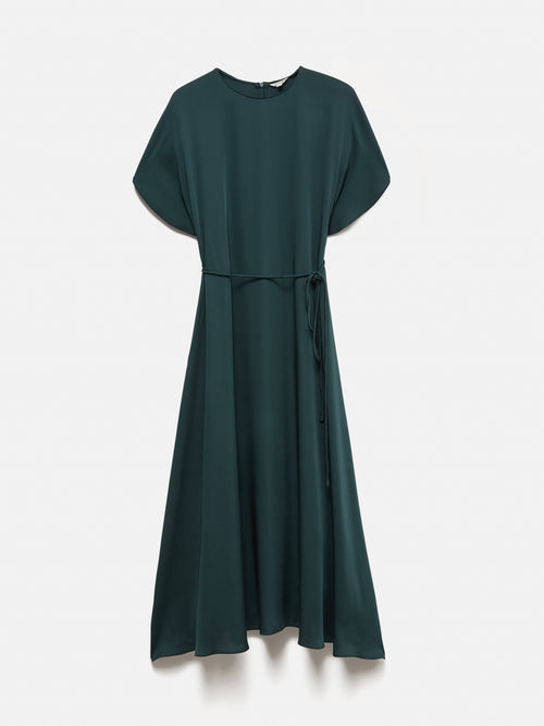 Pure Silk Drape Sleeve Dress | Blue