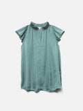 Recycled Satin Frill Neck Top | Green