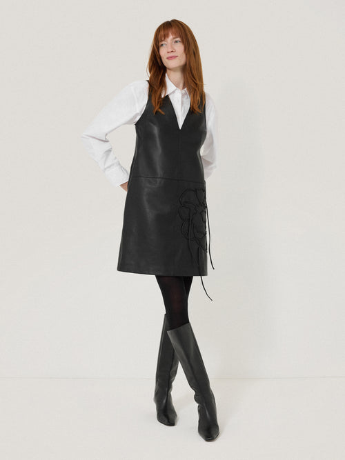 Bleeker Leather Applique Dress | Black