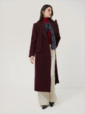 Wool Double Breasted Overcoat | Burgundy