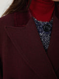 Wool Double Breasted Overcoat | Burgundy