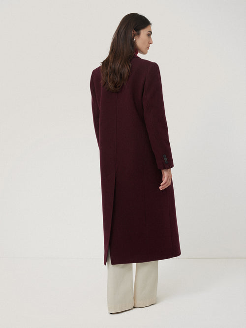 Wool Double Breasted Overcoat | Burgundy