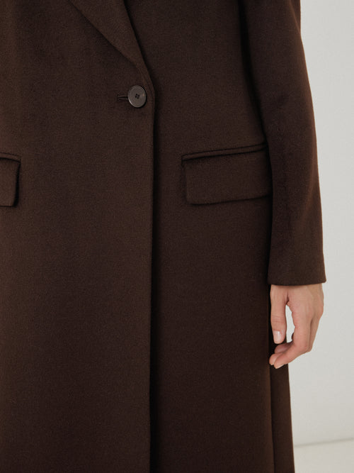 Wool Maxi City Coat | Chocolate