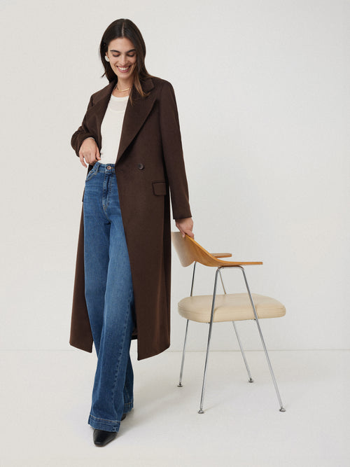 Wool Maxi City Coat | Chocolate