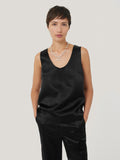 Bonded Satin Tank Top | Black