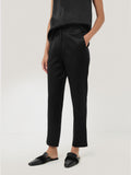 Bonded Satin Trouser | Black