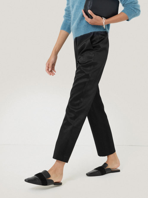 Bonded Satin Trouser | Black