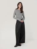 Satin Volume Cropped Trouser | Black