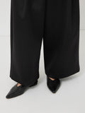 Satin Volume Cropped Trouser | Black