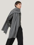 Pure Cashmere Blanket Scarf | Mid Grey