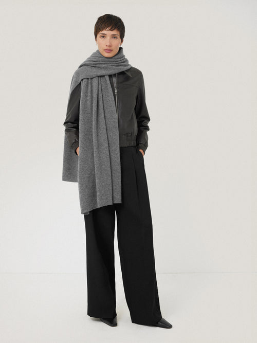 Pure Cashmere Blanket Scarf | Mid Grey