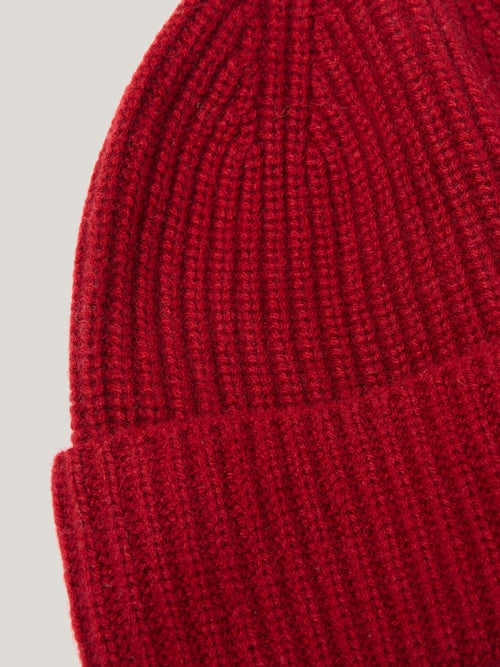 Wool Cashmere Blend Beanie | Red