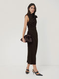 Crinkle Ruched Corsage Dress | Dark Brown