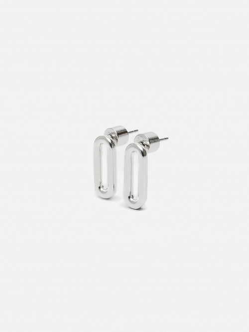 Small Link Stud Earrings | Silver