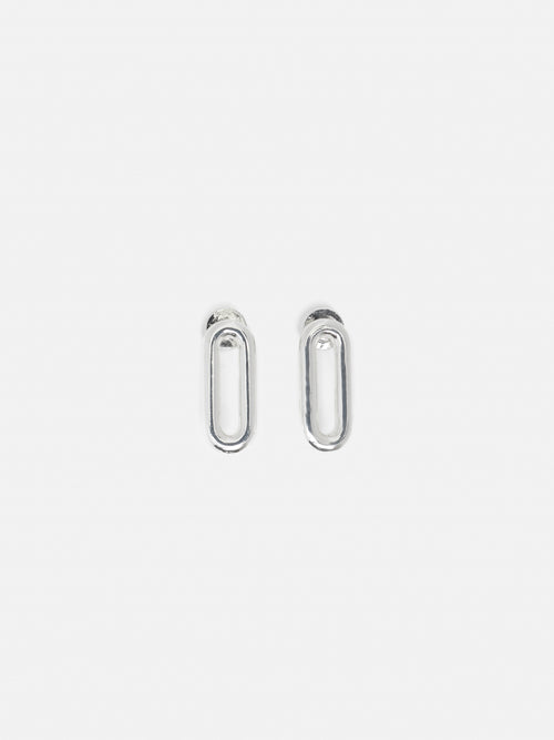 Small Link Stud Earrings | Silver