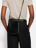 Leather Crossbody Phone Bag | Black