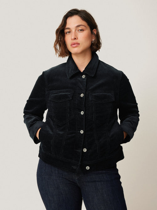 Boxy Cord Trucker Jacket | Navy