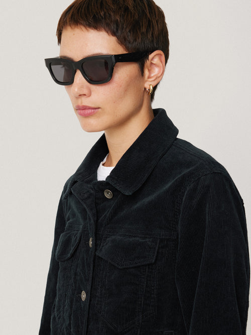 Boxy Cord Trucker Jacket | Navy