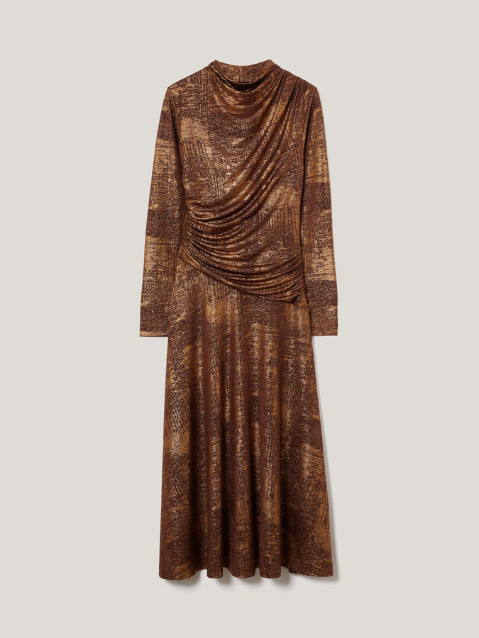 Brushed Bronze Draped Dress | Bronze